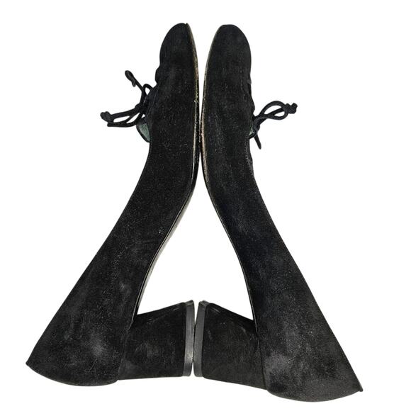 2/$30 Sigerson Morrison Black Suede Leather Block Heels 7.5B Made in Italy - Picture 6 of 9